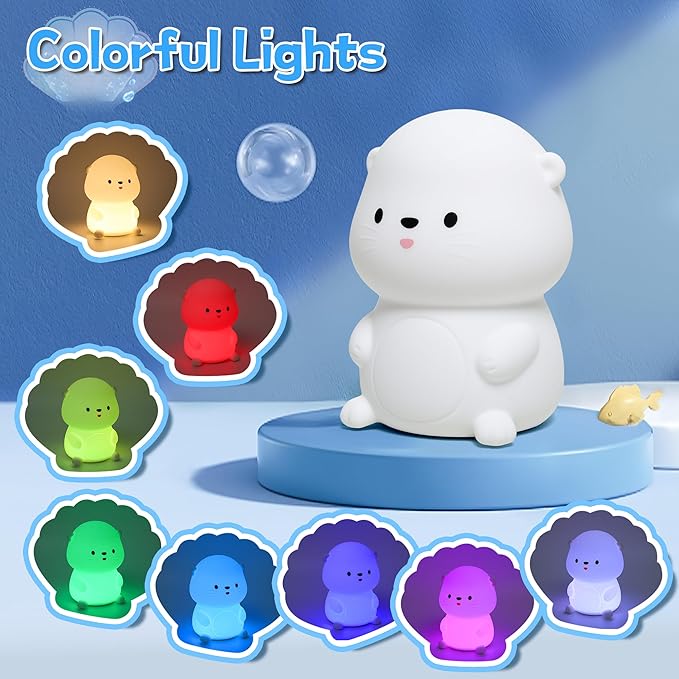 Otter Night Light, Cute Sea Otter Lamp Gifts,Animal Silicone Night Lamp, Cute Room Decor Night Light Birthday Christmas Gifts
