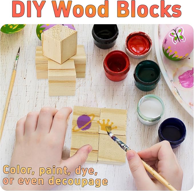 30Pcs 2.5cm Unfinished Wood Cubes, 1” Natural Square Wooden Blocks for Math Counting, Crafts, and DIY Projects