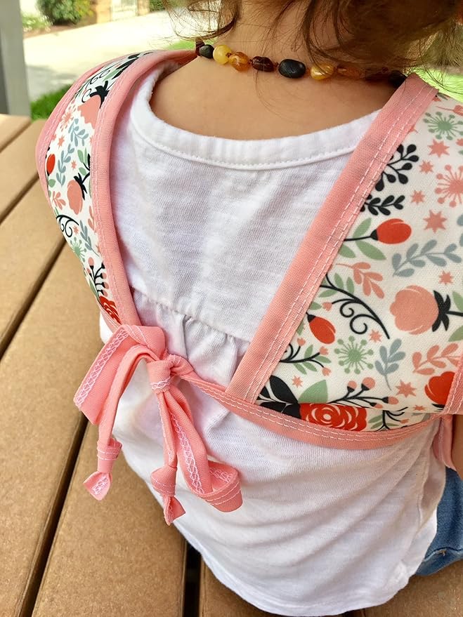 BapronBaby Vintage Rose Bapron - No Neck Tie Safer Bib for Baby & Toddler - Soft Waterproof Stain Resistant - Machine Washable - Sz Baby/Toddler 6m-3T