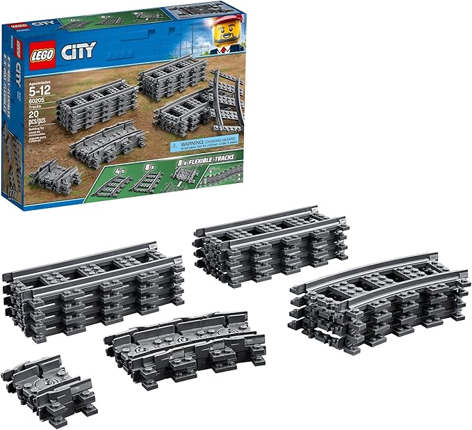 LEGO City Tracks - Train Track Expansion Set - Additional 20 Pieces Compatible with Our Sets - 8 Straight, 4 Curved, & 8 Flexible Tracks - 60205