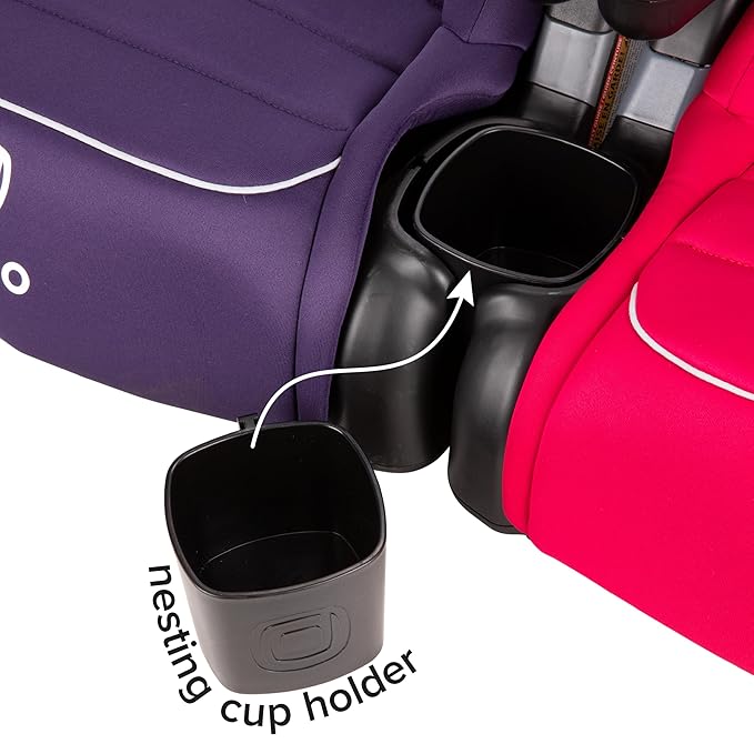 Diono Connect3 R Backless Booster Pack of 2, Slim Fit 3-Across in Many Mid-Sized Sedans and SUVs, for Children from 40-120 lbs., Lightweight with Cupholder, Purple Wildberry