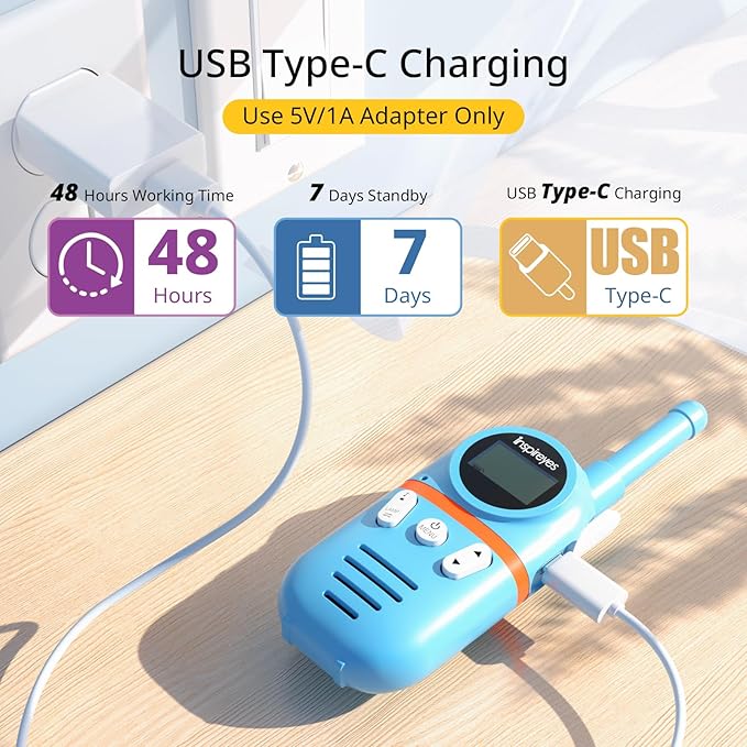 Walkie Talkies for Kids Rechargeable,Toys for Boys and Girls Ages 3-12, 2 Pack Long Range 2-Way Radios, Birthday Gifts,Christmas Stockings, Outdoor Play, Family Games, Hiking Camping Gear