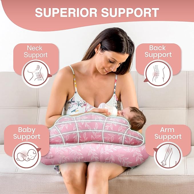 PILLANI Nursing Pillow, Breastfeeding Pillows for Enhanced Safety & Comfort for Mom & Baby, Removable Cotton Cover, Adjustable Waist Strap, Breastfeeding Essentials, Baby Registry Search