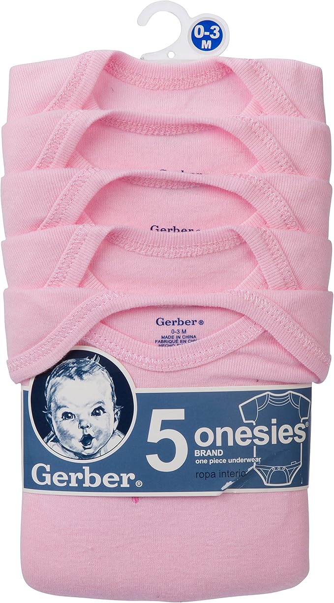 Gerber baby-girls 5-pack Solid Onesies Bodysuits