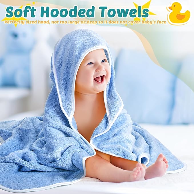 Chumia 6 Pack Baby Bath Towel Coral Fleece Soft Absorbent Newborn Hooded Towel for Kid 30 x 30 Inch Toddler Bath Blanket for Babies Infant Shower Gift(Gray/Beige/Blue)