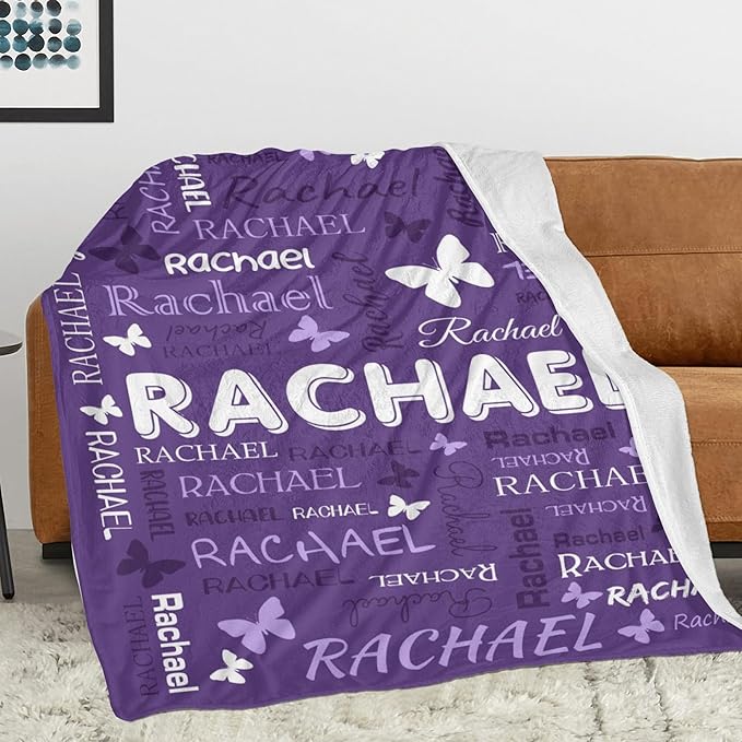 Personalized Throw Blanket with Name Custom Blankets Customized Baby Blanket for Girls Kids Adult Birthday Gift