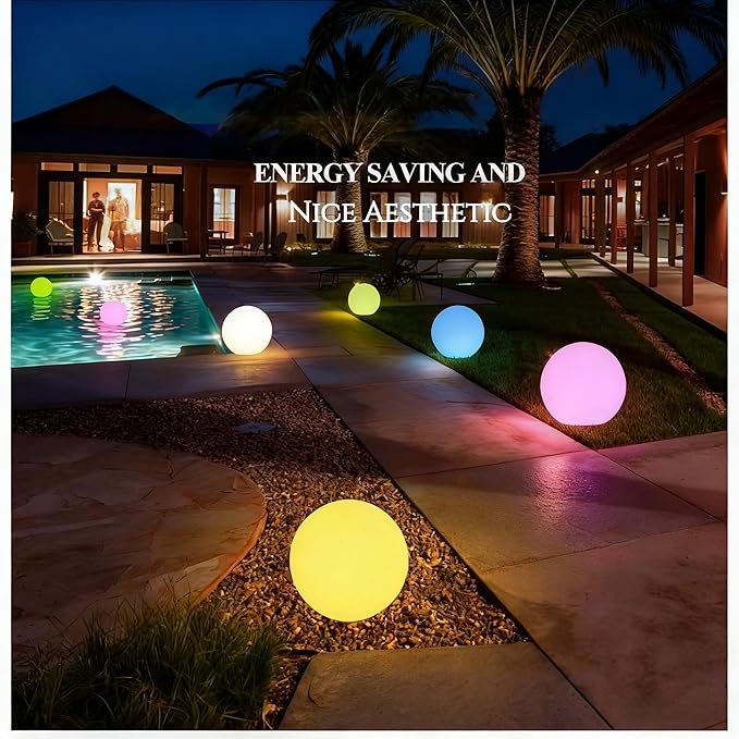 LOFTEK 12-inch LED Dimmable Light Ball: Waterproof Floating Pool Lights with Remote, 16 Colors Sphere Night Light, Cordless & Fast Chargeable, Sensory Toys for Kids, Home, Party, Pool Decor