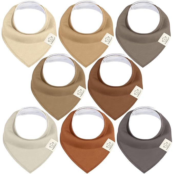 8-Pack Organic Baby Bandana Bibs for Boys, Girls - Super Absorbent Triangle Baby Bibs for Drooling and Teething Infant, 100% Cotton Extra Soft for Newborn, Infant 0-36 Months (Terracotta)
