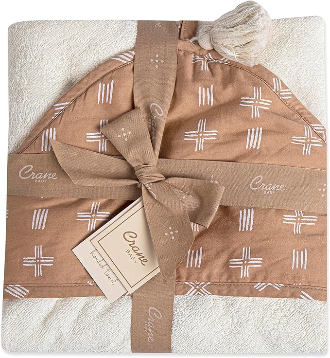 Crane Copper Dash Hooded Baby Towel - 100% Cotton Terry Cloth, 30" x 30", Beach & Pool Towel