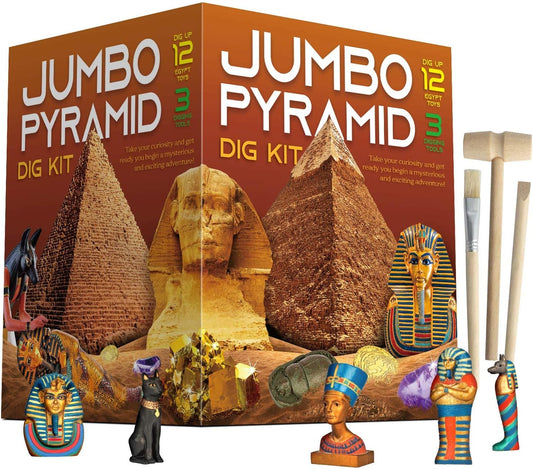 XXTOYS Pyramids Dig Kit, Ancient Egyptian Civilization Civilization Excavation Set Including Mummy Case Sun God Great Sphinx and More, STEM Science Educational Toys Archaeology Gifts for Boys & Girls