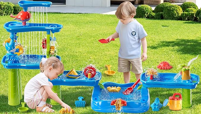 Water Table for Kids 3 4 5 6 7 Years Old - Water Playset for Toddlers 3-5, Water and Sand Play, Backyard Water Table, Summer Outdoor Beach Toys, Sensory Activity, Gifts for Boys Girls