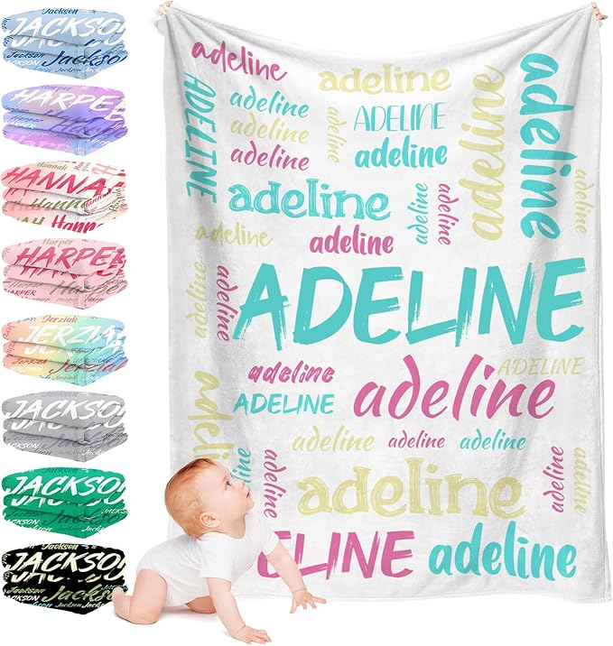 Anti Pilling Name Blanket, Personalized Blankets for Kids, Custom Throw Blanket with Name for Adult, Customized Baby Name Blanket, Personalized Baby Gifts for Birthday Christmas Valentines Day