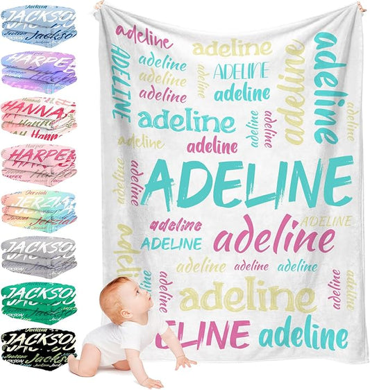 Anti Pilling Name Blanket, Personalized Blankets for Kids, Custom Throw Blanket with Name for Adult, Customized Baby Name Blanket, Personalized Baby Gifts for Birthday Christmas Valentines Day