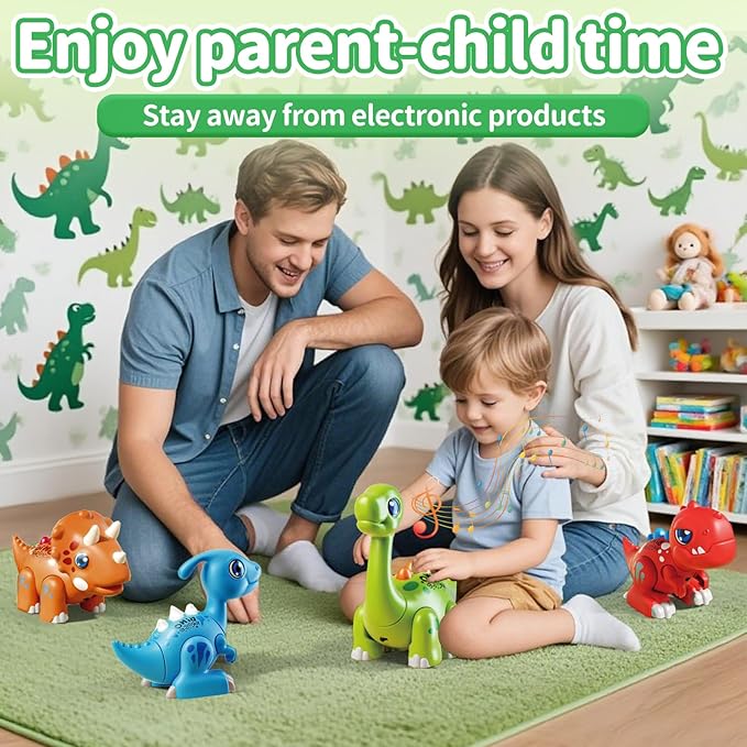 Dinosaur Toy Set for Kids Ages 3-5, Magnetic Mix or Match Dino Toys with Lights & Sounds, 24 Pcs Kits Include Flash Cards and Dinosaur Egg, Creative STEM Educational Gift for Boys and Girls