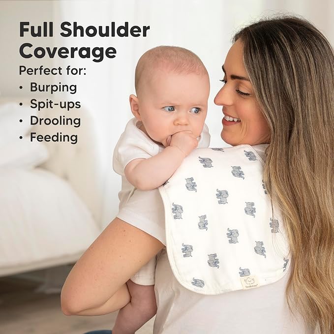 5-Pack Muslin Burp Cloths Baby Boy, Girl - Very Absorbent Baby Burp Cloth Rags, 8-Layers Viscose Derived from Bamboo Cotton Muslin Towel, Super Soft Spit Up Rags, No Shrink Washcloths (The Wild)