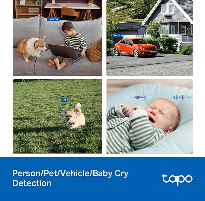 Tapo 3K 5MP Pan/Tilt Indoor/Outdoor Security Camera, Free Person/Vehicle/Baby Cry Detect & 360° Motion Track, Color Night, SD/Cloud, Wrks w/Alexa & Google Home, 2.4 GHz WiFi, HybridCam 360