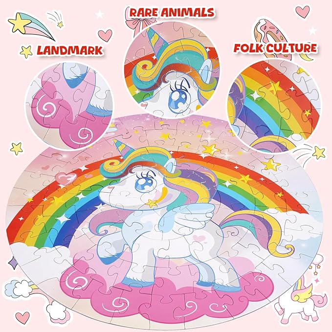 Kids Large Floor Puzzle -Educational Floor Puzzles for Kids, Best Gifts for 3-6 Years Old Girls, 70 Large Pieces, Puzzle for Boys and Girls 3+, Gift for 4-8 Years Old (Unicorn Puzzle)
