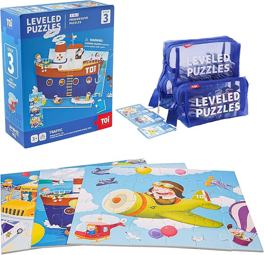 TOI Leveled Puzzles for Kids Aged 3 and Up, Toddler Puzzle Preschool Learning Jigsaw Puzzles, Large Pieces Educational Game for Boys Girls, Classic Education Step 3