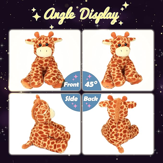 Hopearl Lighting Up Giraffe Stuffed Animal Floppy LED Plush Toy Night Lights Glow Pillow Birthday Festival for Kids Toddlers Boys Girls, Orange, 11''