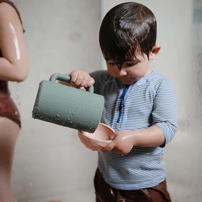 mushie Baby Bath Rinse Cup | 100% Food Grade Silicone | Shampoo & Body Washing Rinser Cup for Kids (Dried Thyme)