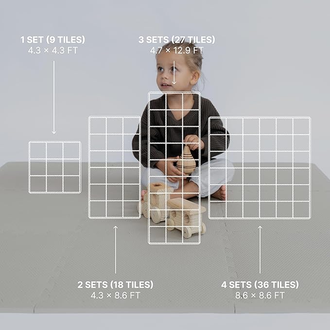 Toddlekind Playmat -Classic Foam Play Mat- 4 x 4 feet Premium Quality Foam Play Mat for Babies/Toddlers, Stylish, Non-Toxic, Odorless, Stone