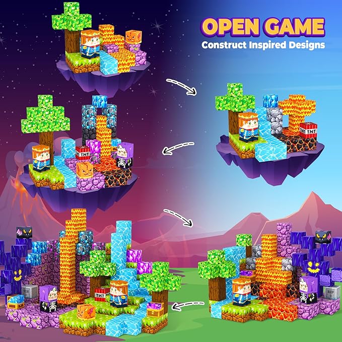 Magnetic Blocks, Kids Magnetic Building Cubes Toys for 3-13 Year Old Boys Girls, Montessori Sensory STEM Toddler Construction Toys Christmas Birthday Party Gifts.