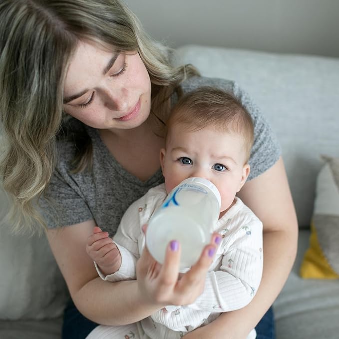 Dr. Brown's Natural Flow Anti-Colic Options+ Wide-Neck Glass Baby Bottle 9 oz/270 mL,with Level 1 Slow Flow Nipple,1 Pack,0m+