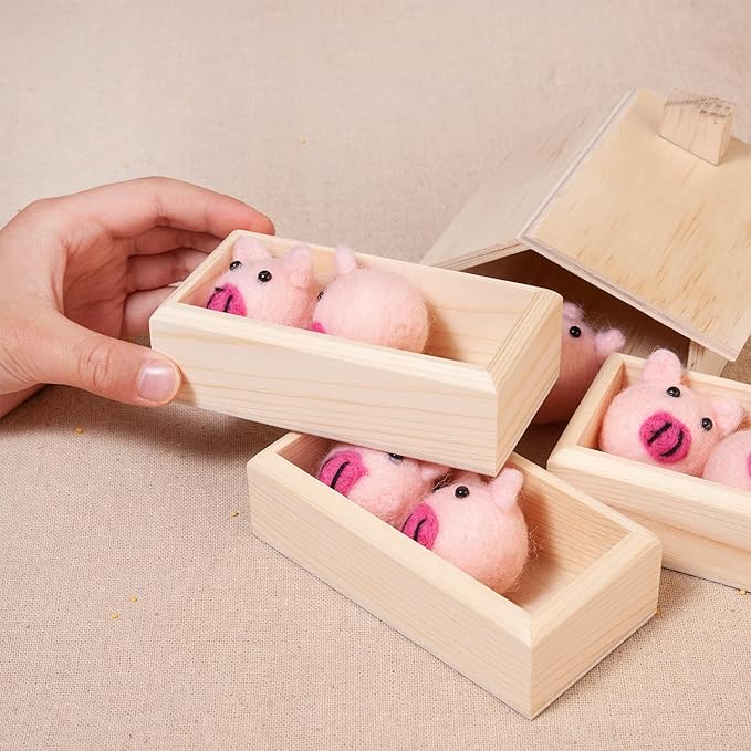 Sorting Stacking Wooden Toys for Toddlers, Montessori Pig Toy Toddler Sensory Bin Tool Toys, Wood Farm Toy House Fine Motor Skill Early Learning Preschool Educational Gift for Kids