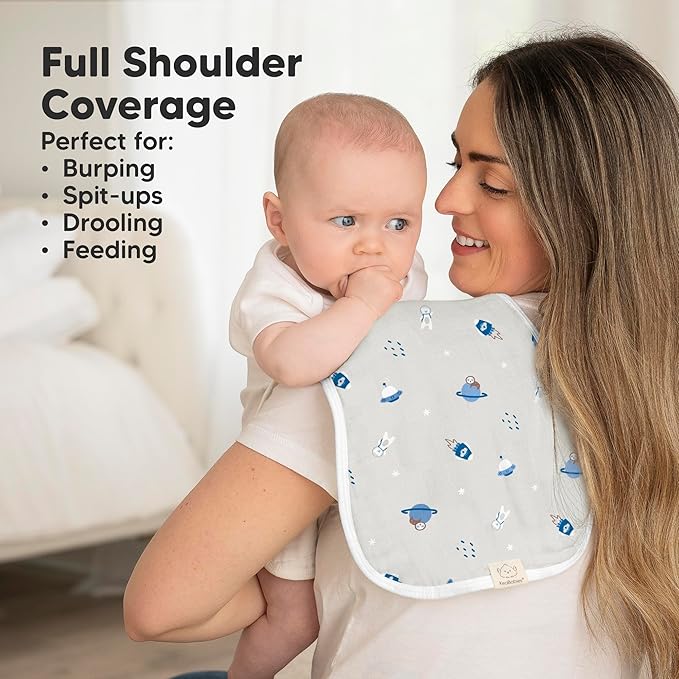 5-Pack Muslin Burp Cloths Baby Boy, Girl - Very Absorbent Baby Burp Cloth Rags, 8-Layers Viscose Derived from Bamboo Cotton Muslin Towel, Super Soft Spit Up Rags, No Shrink Washcloths (Cosmo)