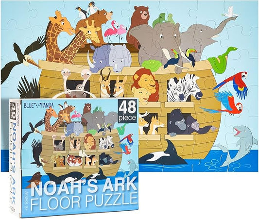 48 Piece Jumbo Floor Puzzle for Kids Ages 3-5 and 4-8, 2x3 Feet Giant Jigsaw Puzzles for Toddler Preschool Learning, Noah's Ark