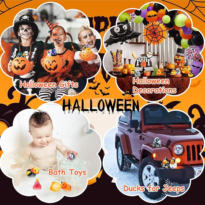 24 Pcs Halloween Rubber Ducks,Halloween Ducks Bath Toys for Kids,Halloween Party Favors Supplies,Goodie Bags Fillers Stuffers for Halloween Decor,Baby Showers,Birthday Gifts(Halloween)