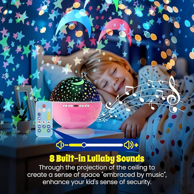 Kids Star Night Light, Night Light Projector,Nebula Star Projector 360 Degree Rotation - 6 LED Bulbs 18 Light Color Changing with USB Cable, Romantic Gifts for Men Women Children (Pink)