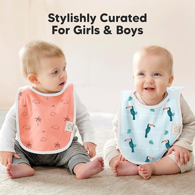 8-Pack Baby Bibs for Boys, Girls - Pullover Bibs for Drooling Teething Baby Girl & Boy Toddler, Newborn, Soft & Absorbent, Cute Colors, Large Torso Coverage Keep Infant Clean & Dry (Builders)