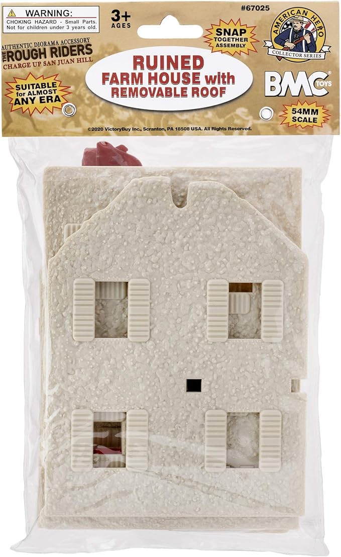 BMC WW2 Ruined Spanish Farm House - Plastic Army Men Playset Accessory