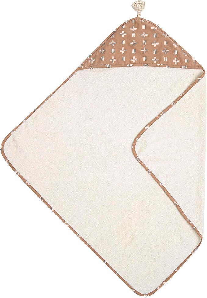 Crane Copper Dash Hooded Baby Towel - 100% Cotton Terry Cloth, 30" x 30", Beach & Pool Towel