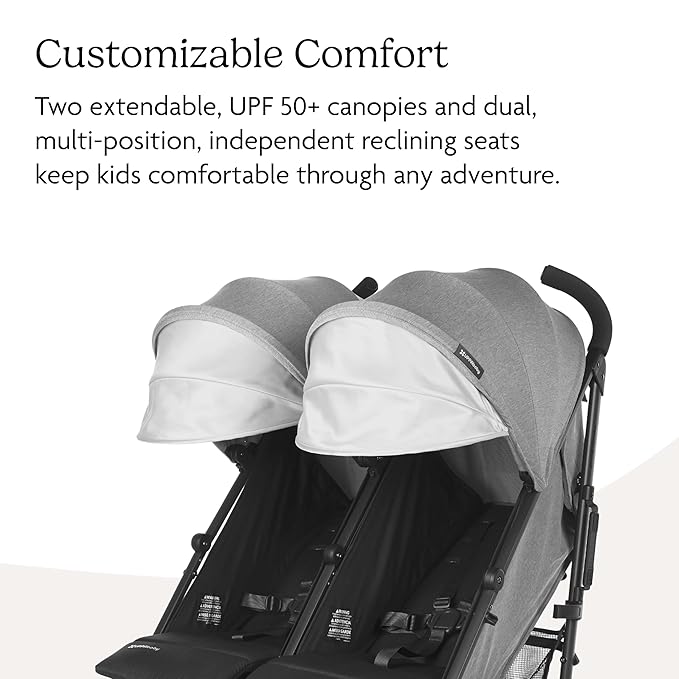 UPPAbaby G-Luxe Umbrella Stroller/Lightweight Design for Easy Travel/One-Step Fold + Recline/XL Basket + Canopy/Cup Holder Included/Greyson (Charcoal Mélange/Carbon Frame)