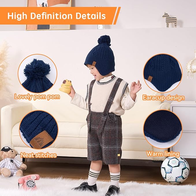 Moon Kitty Baby Boys Hats Toddler Beanies for Boys Winter Fleece Winter Hat Boys