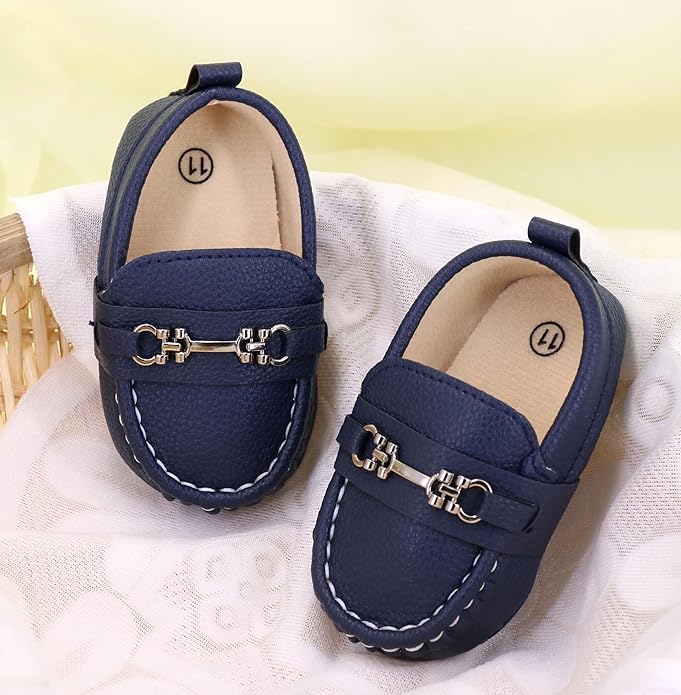 LONSOEN Baby Girls Boys Loafers Prewalker Dress Crib Shoes