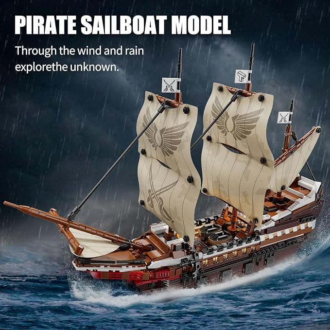 TYCOLE Pirate Ship Building Set with Lights - Mayflower Ship Model Toy,Great Home&Office Decoration for Pirates Fans,Idea Choice for Adults and Boys Aged 8-14 as Birthday, Christmas Gifts(2076PCS)