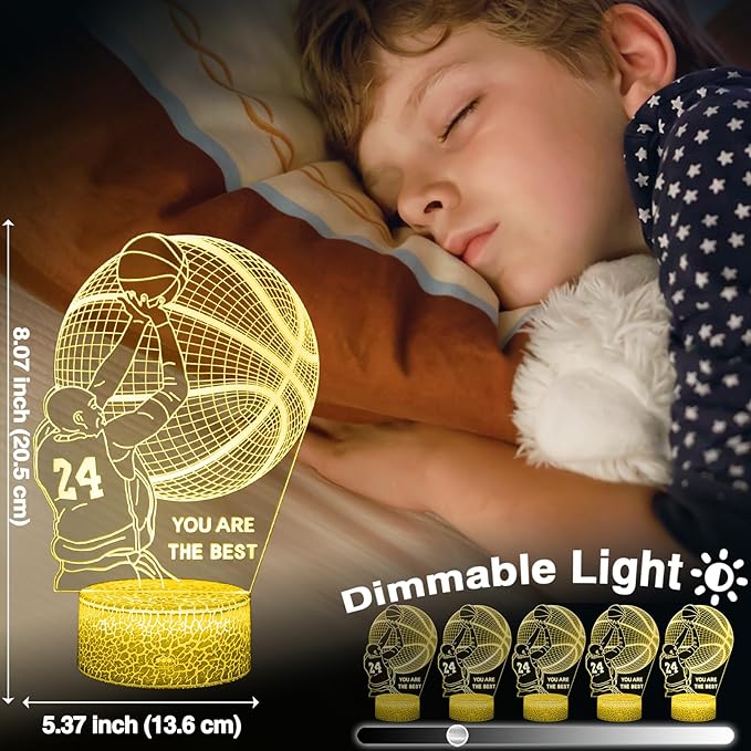 Basketball Mood Light for Fans, 3D LED Basketball Lamp Illusion, Gifts for Boys, Unique Room Decor,16 Colors Night Light with Remote Control Dimmable