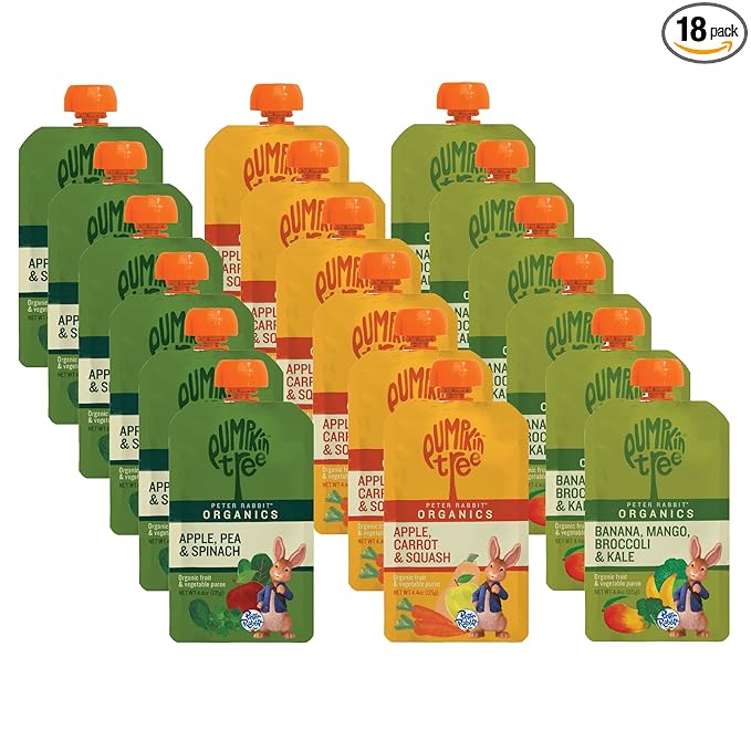 Peter Rabbit Organics Fruit Vegetable, Squeezable Pouches, 4 Ounce (Pack of 18)