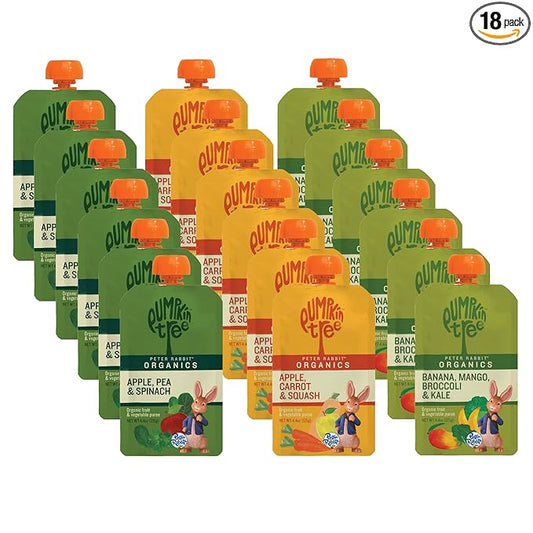 Peter Rabbit Organics Fruit Vegetable, Squeezable Pouches, 4 Ounce (Pack of 18)