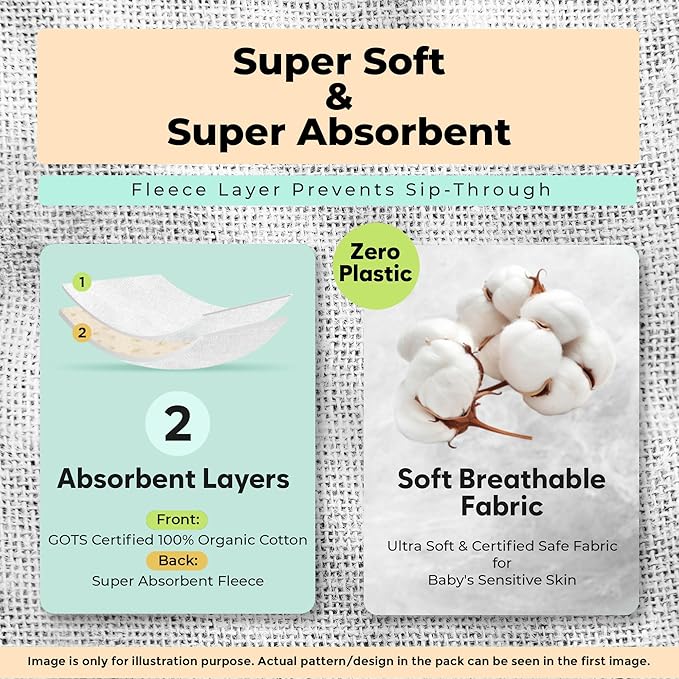 Organic Cotton Baby Bibs for Boys & Girls – Soft, Absorbent Teething & Drool Bibs - Adjustable Snaps for Toddlers