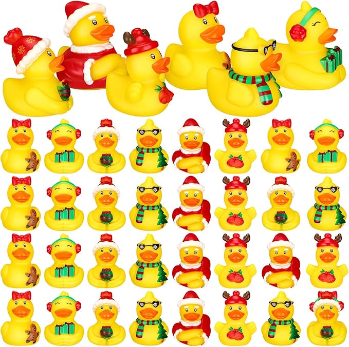 Honoson 36 Pcs Rubber Duck in Bulk Mini Toy Rubber Duck for Bath Birthday Gifts Shower Party Favors Decoration(Holiday)