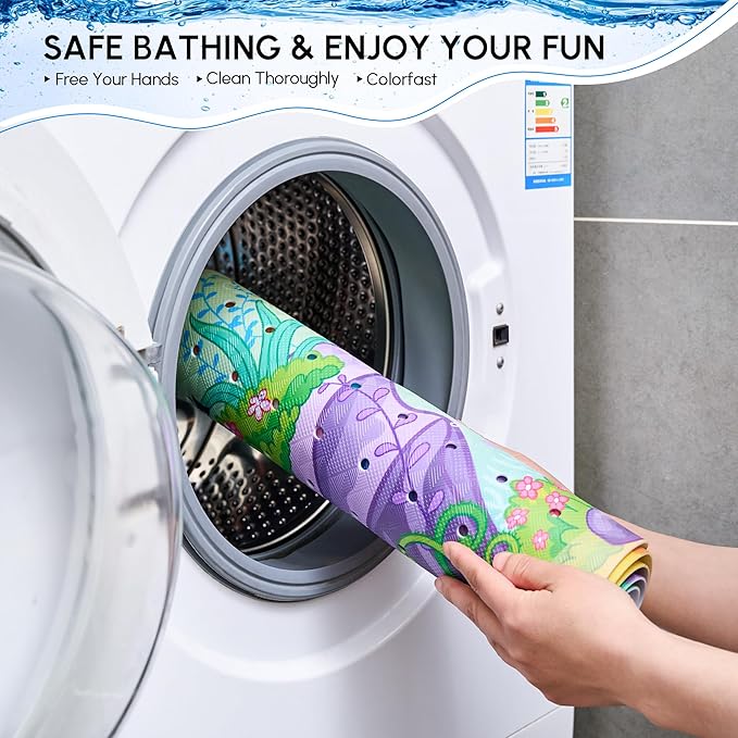 VANNOKOR Baby Bath Mat for Tub Non Slip Kids, 40 X 16 Inch Extra Long Bathtub Mat with Drain Holes and Suction Cups, Anti Slip Shower mat Machine Washable, Mermaid