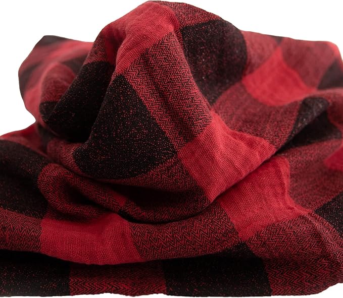 Little Unicorn Premium Cotton Swaddle Baby Blanket | Breathable Fabric | for swaddling, Play, Nursing & More (Red Plaid)