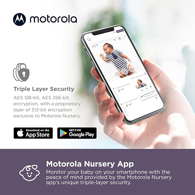 Motorola Nursery Baby Monitor with Camera and Audio, 4.3" Screen VM44 with WiFi, Long Range, Zoom/Tilt, Temperature Sensor, Lullabies, Night Vision
