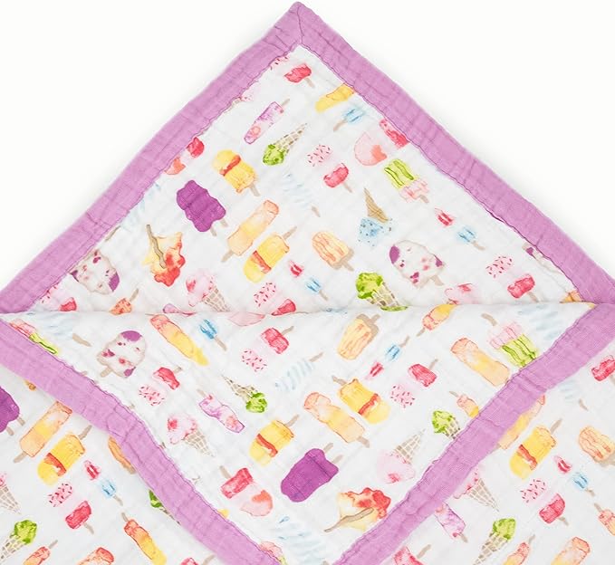 Little Unicorn Premium Quilted Throw | Super Soft, Multi-Layered Muslin XL Blanket| Great for Kids & Families (Brain Freeze)