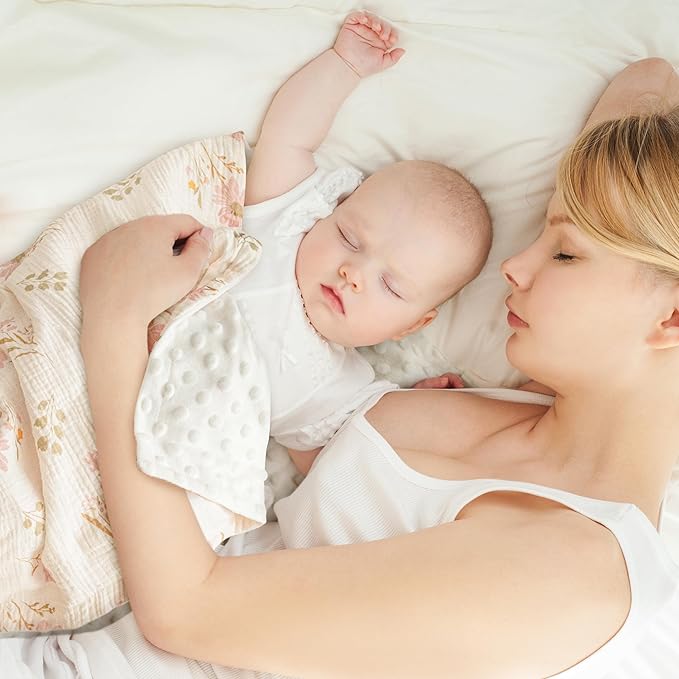 GLLQUEN BABY Blankets for Unisex Newborn Super Soft Nursery Minky Blankets with Muslin Cotton Front and Dotted Fleece Backing, Spring is in The Air, 30 x 40 inches