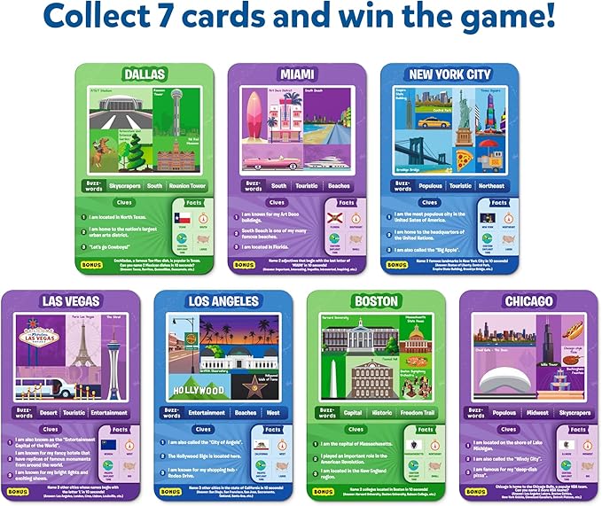 Skillmatics Guess in 10 American Cities, Perfect for Boys, Girls, Kids, and Families Who Love Card Games, Educational Toys & Games, Gifts for Ages 8, 9, 10 and Up